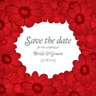 Save the date wedding invite card template with red flowers N2