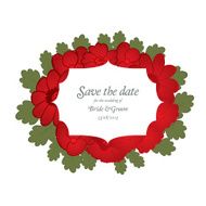 Save the date wedding invite card template with red flowers N8