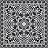 black and white ornamental floral paisley bandanna