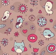 Light brown pattern with cute birds N2