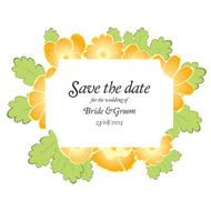 Save the date wedding invite card template with golden flowers