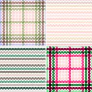 Set Wave tartan gradient background seamless pattern Vector