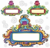 Colorful floral cards set