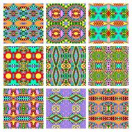 set of different seamless colored vintage geometric pattern tex