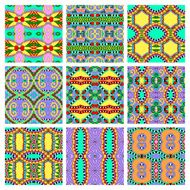 set of different seamless colored vintage geometric pattern tex N2