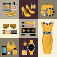 Fashion set in a style flat design N4