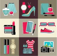 Fashion set in a style flat design N5