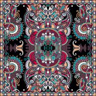 silk neck scarf or kerchief square pattern design in ukrainian N8