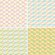 Set of four seamless mosaic pattern in retro style