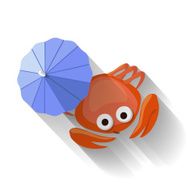 Modern Flat Design Crab Icon Vector