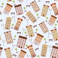 City seamless pattern with buildings