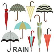 Umbrellas vector illustration set