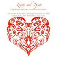 Lacy red watercolor heart N2