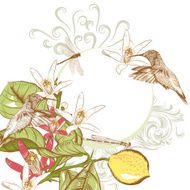 Vector background in vintage style with lemon flowers