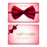 Gift cards with red bow Vector illustration