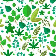 Seamless stylized green leaf pattern background