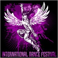 Grunge poster with girl dancer