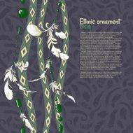 Ethnic feathers and beads vector background N3