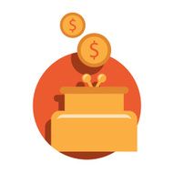 Purse and coin modern flat icon