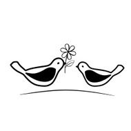 Two birds and flower