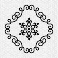 Elegant Flourish Twirl Frame and Flower in Line Design on
