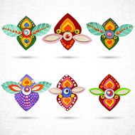Flower orchid Vector eps 10 Set of front face bloom N2