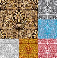 Six Floral Seamless Pattern Vector Background