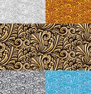 Five Floral Seamless Pattern Vector Background N2