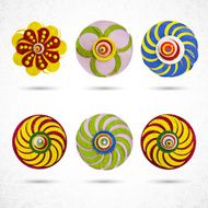 Set of flat front flowers face