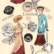 Fashion seamless wallpaper pattern with old fashioned objects
