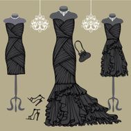 Three black party dresses Fashion composition