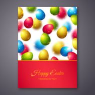 Happy Easter Greeting Card Design with Colorful Eggs