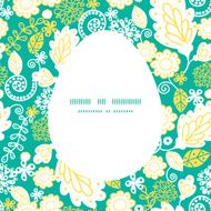 Vector emerald flowerals Easter egg sillhouette frame card template