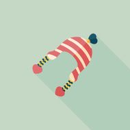 Valentine&#039;s Day winter hat flat icon with long shadow eps10