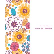 Vector colorful oriental flowers vertical frame seamless pattern background