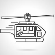 Flat line colored icon for emergency helicopter