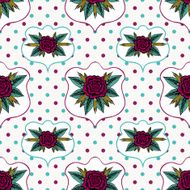 Vintage Roses And Polka Dot Seamless Pattern