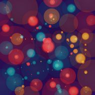 Background of colored abstract circles on a blue backdrop