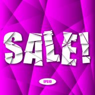 Sale Cut Paper Poster on purple Background