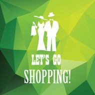 Spring sales poster design with modern low polygonal green background