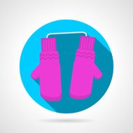 Round flat vector icon for pink mittens