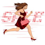 woman run to sale