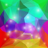 Abstract bright spectral rainbow colored shining polygonal triangular background