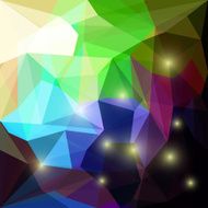 Abstract bright colored polygonal triangular background with glaring lights N2