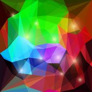 Abstract bright colored polygonal triangular background with glaring lights N4