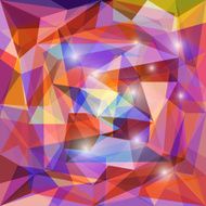 Abstract bright colored polygonal geometric triangular background with glaring lights N5