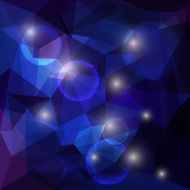 Abstract space colored polygonal geometric triangular background with glaring lights