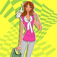 stylish women on the yellow background