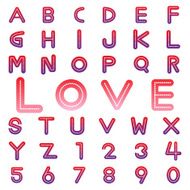 Alphabet fonts and numbers for valentine