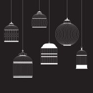 Vintage Birdcages Silhouettes Set Vector Illustration
